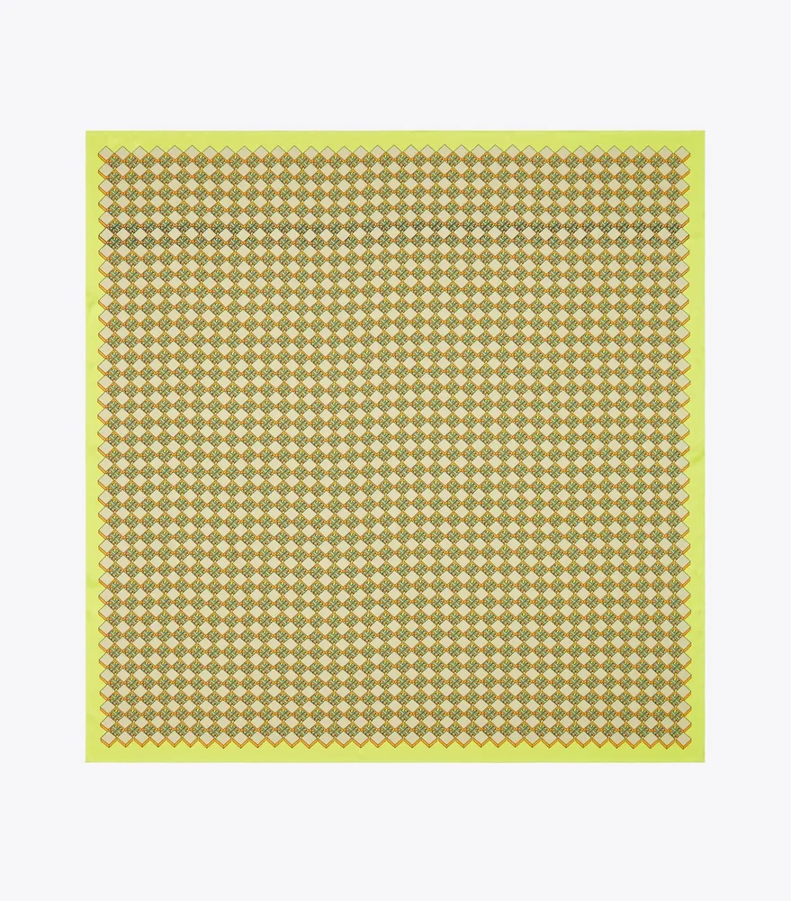 3D Checkered Logo Double-Sided Oversized Silk Square Scarf