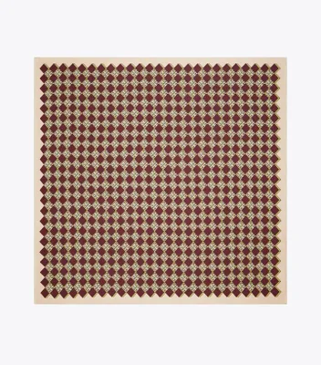 3D Checkered Logo Double-Sided Silk Square Scarf 