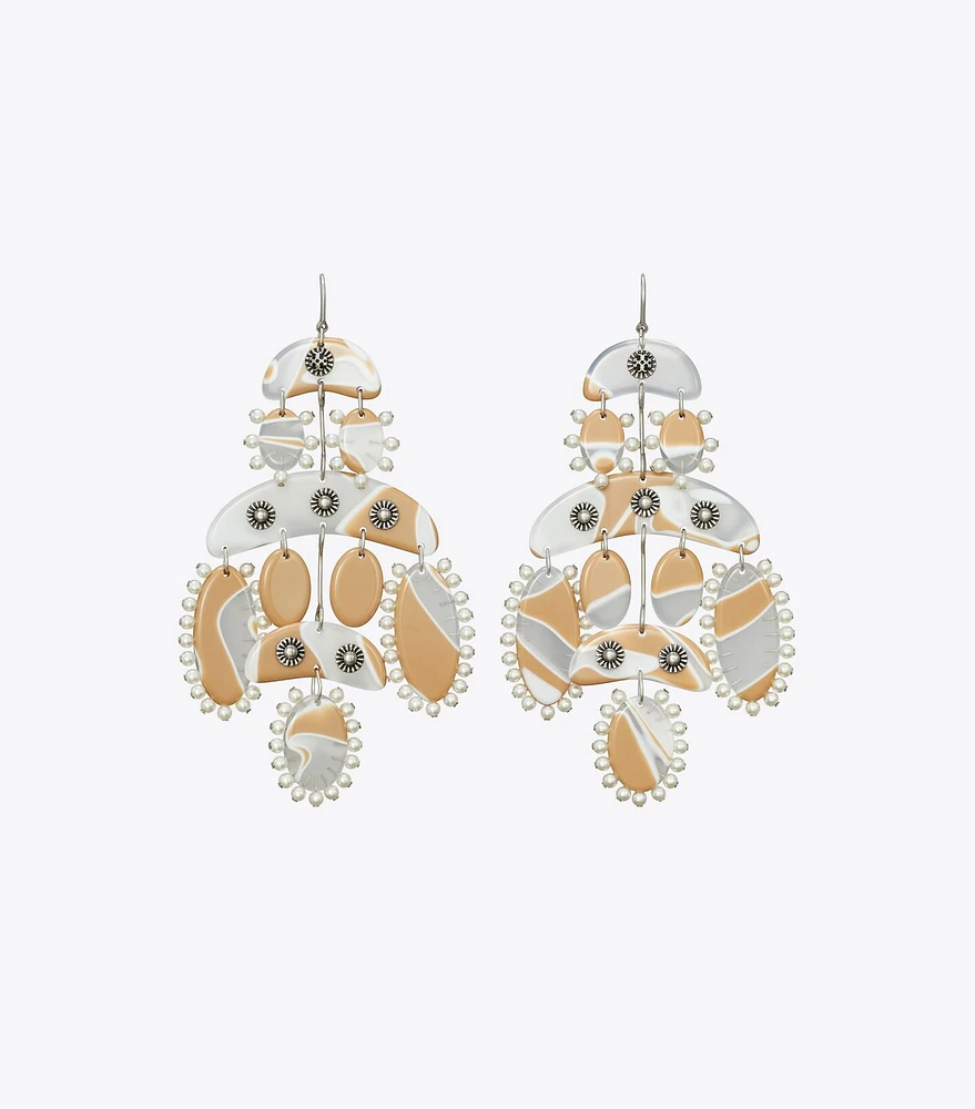 Abstract Beaded Chandelier Earrings