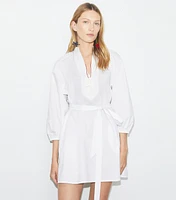 Balloon Sleeve Cotton Tunic Dress