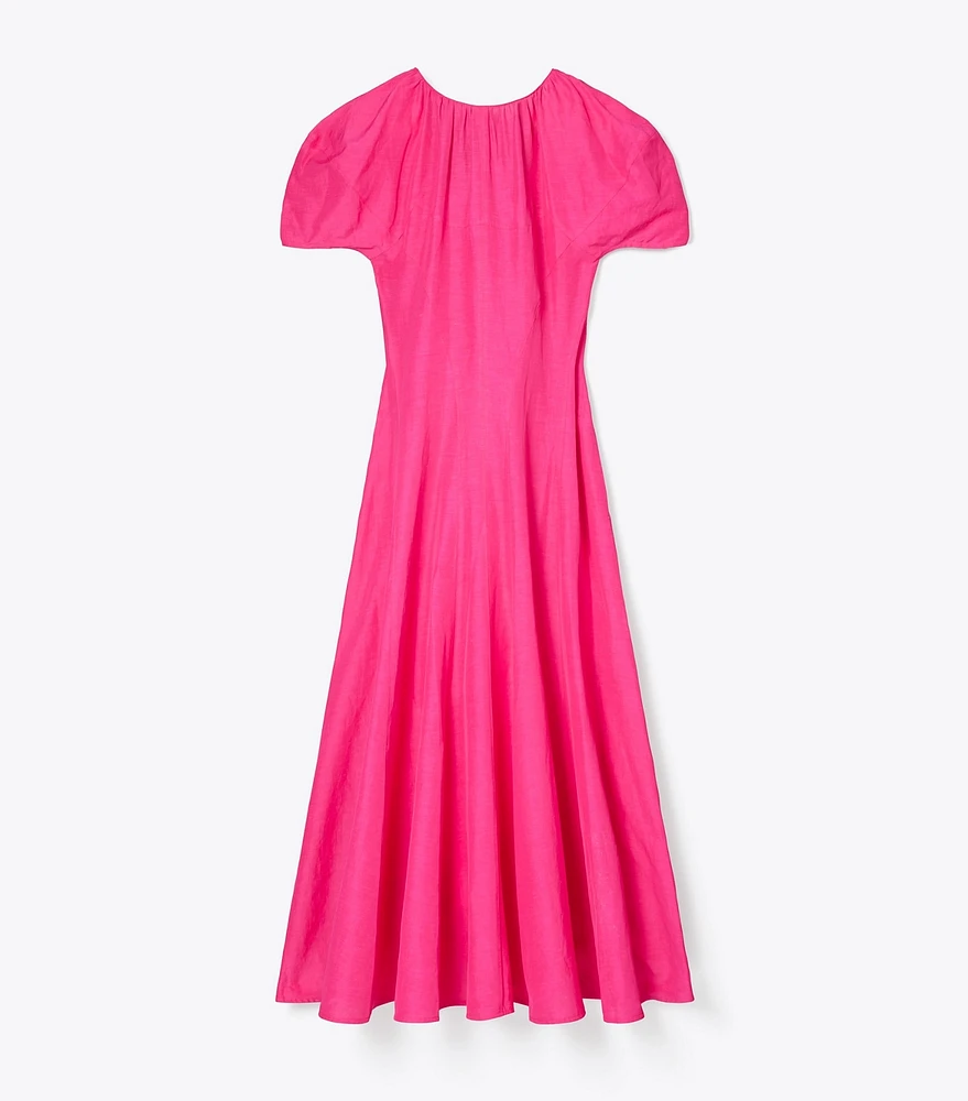 Balloon Sleeve Linen Dress