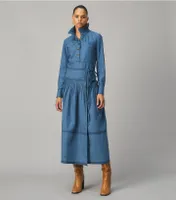 Chambray Tiered Skirt