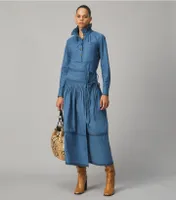 Chambray Tiered Skirt
