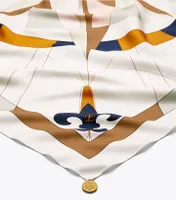 Compass Silk Square Scarf with Charms