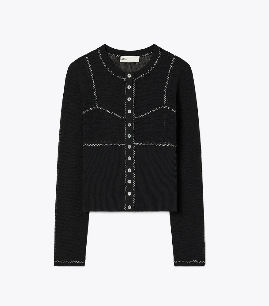 Cotton And Nylon Mesh Cardigan