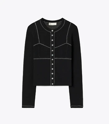 Cotton And Nylon Mesh Cardigan