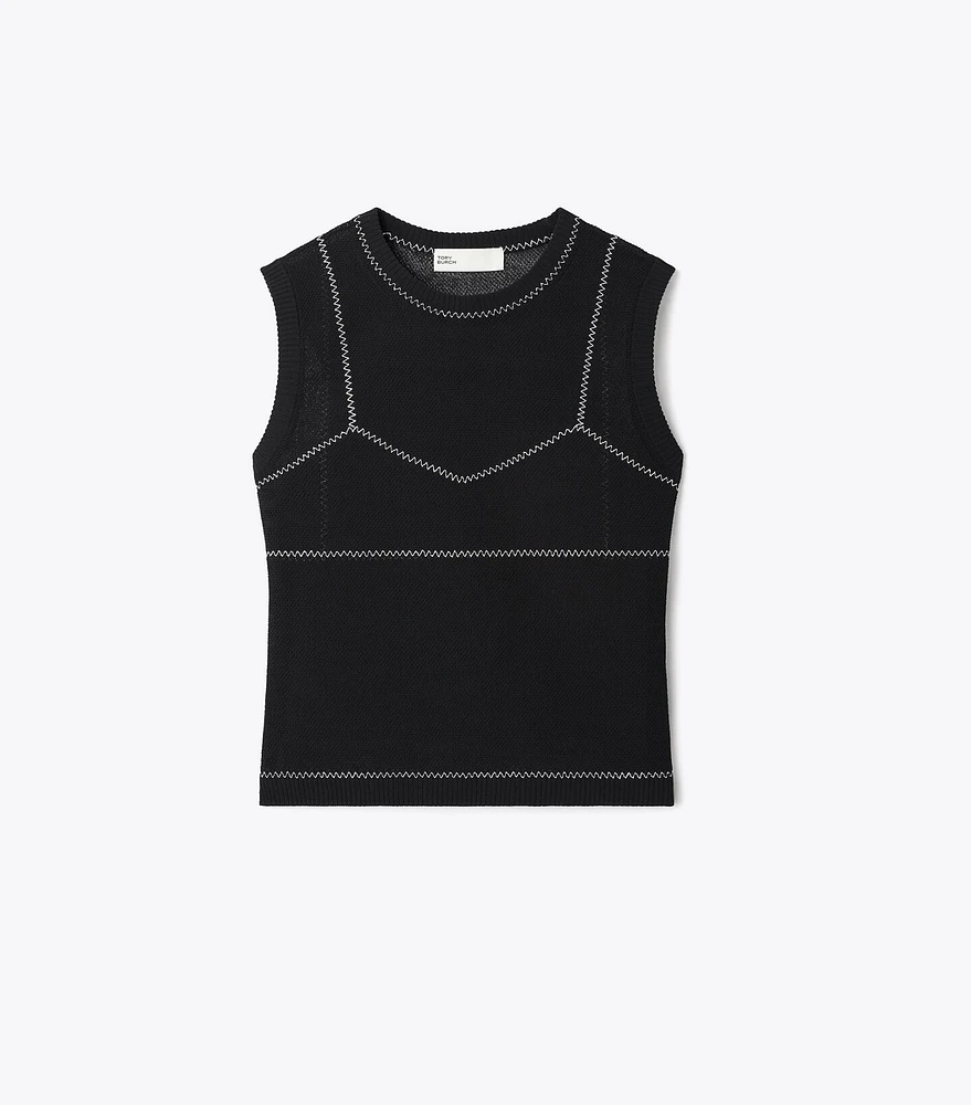 Cotton And Nylon Mesh Top
