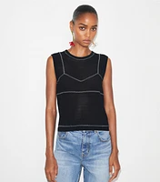 Cotton And Nylon Mesh Top