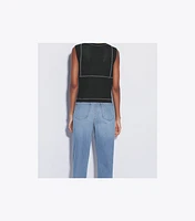 Cotton And Nylon Mesh Top