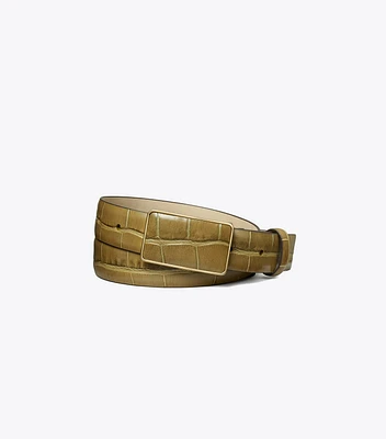 Croc-Embossed Plate Belt