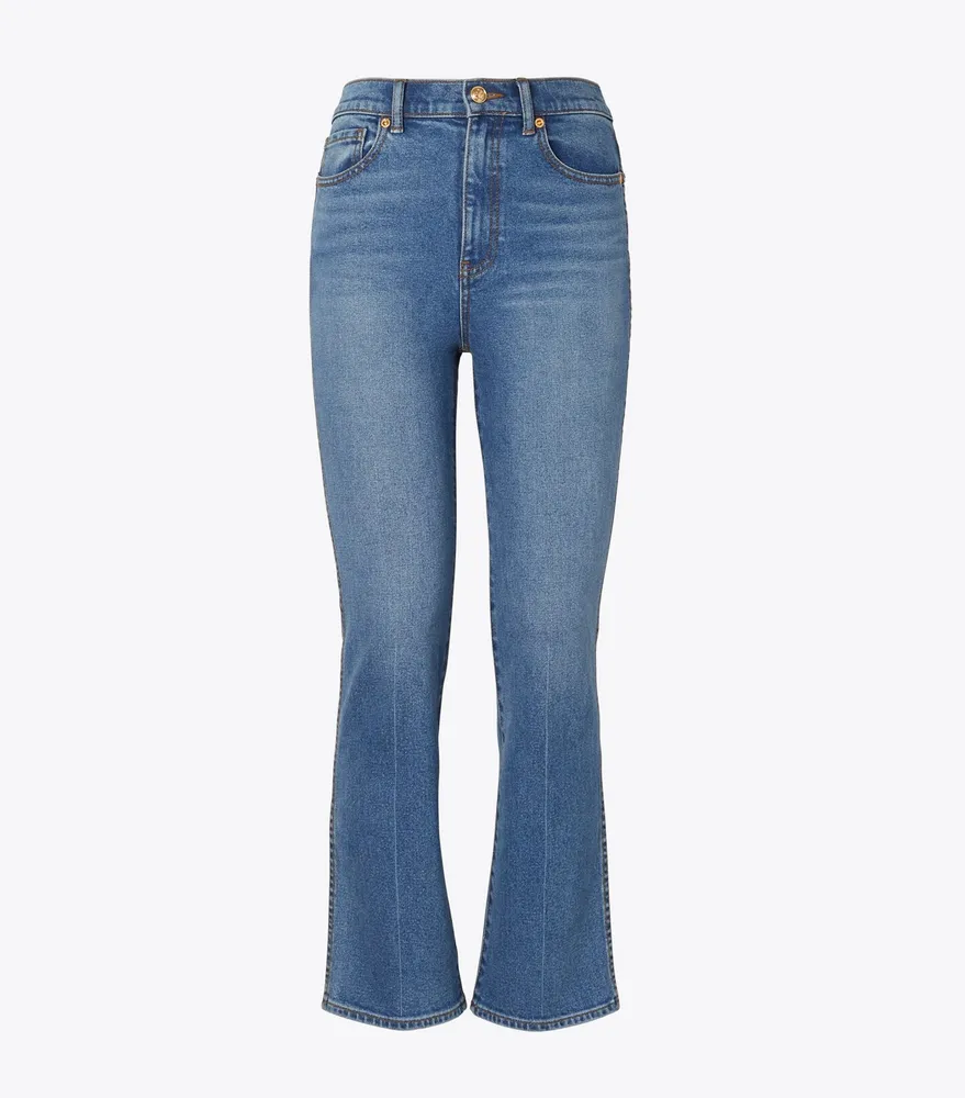 Cropped Boot-Cut Marble Jean