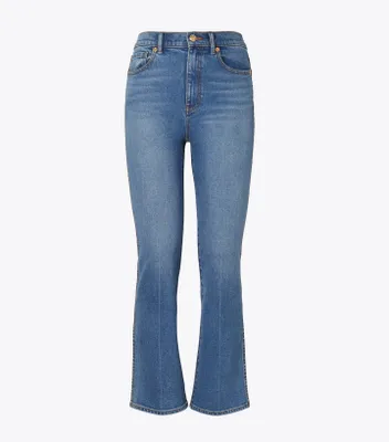 Cropped Boot-Cut Marble Jean