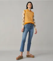 Cropped Boot-Cut Marble Jean