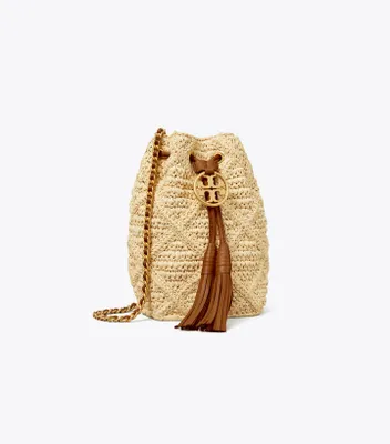 Fleming Soft Straw Mini Bucket Bag