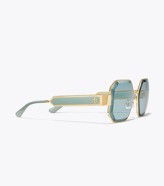 Tory Burch Kira Faceted Geometric Sunglasses | The Summit display picture 3