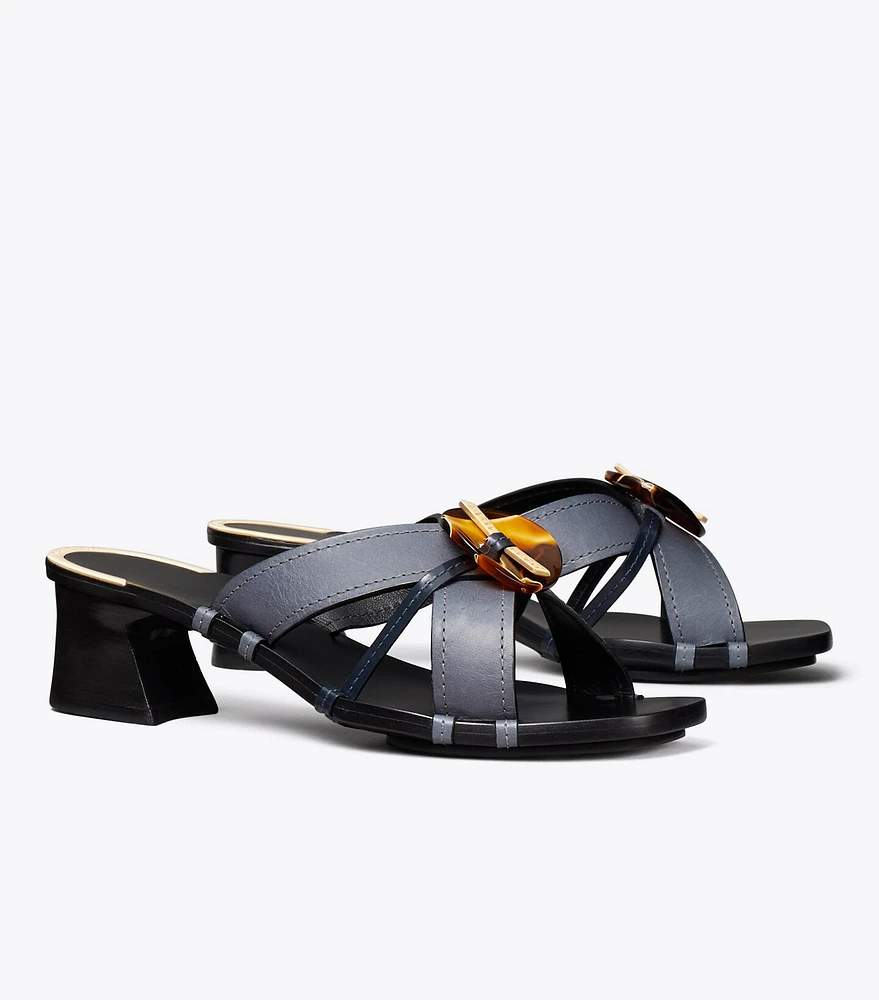 Knotted Heeled Mule Sandal
