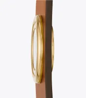 Leather Cuff Watch, Gold-Tone Stainless Steel