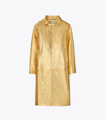 Metallic Leather Coat