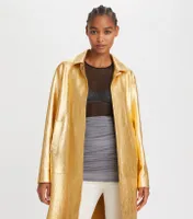 Metallic Leather Coat