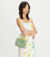 Mini Kira Woven Top-Handle Bag