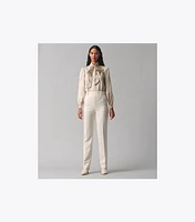 Mushroom Lurex Bow Blouse