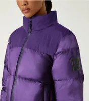 Nylon Contrast Hooded Down Puffer