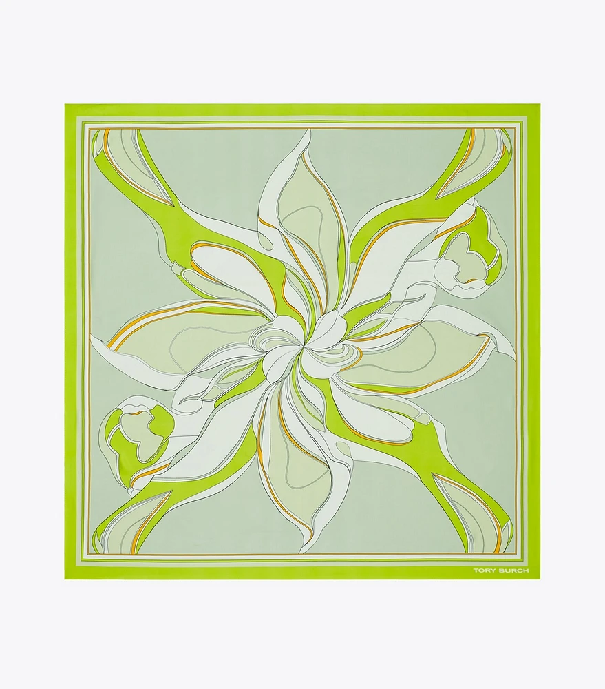 Oversized Twisty Floral Silk Square Scarf