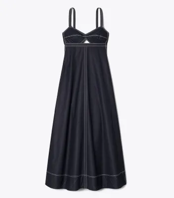 Perforated Poplin Cut-Out Dress