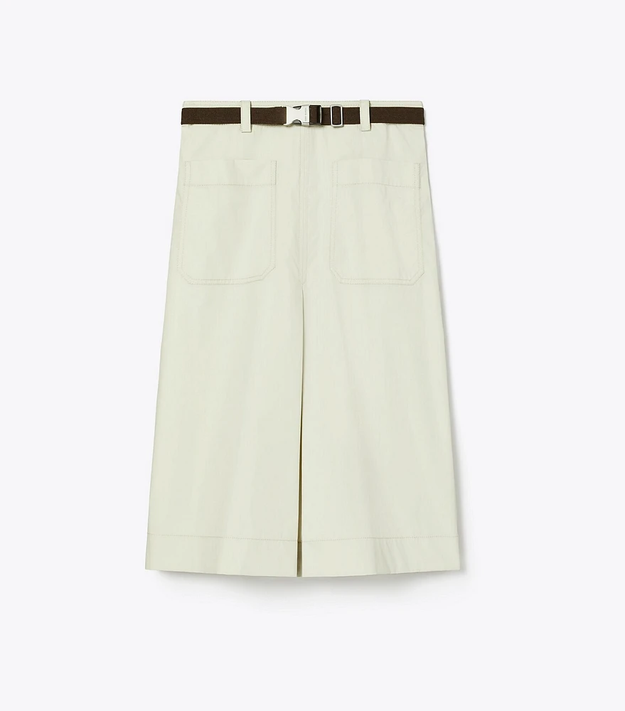 Pleated Cotton Twill Skirt
