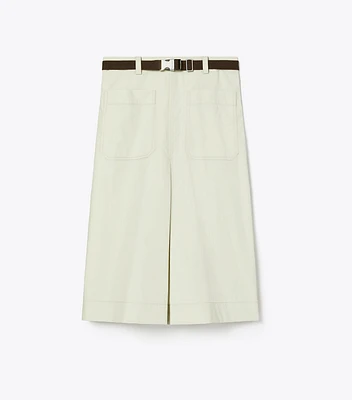 Pleated Cotton Twill Skirt