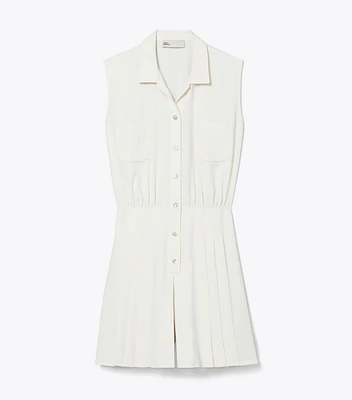 Pleated Twill Dress