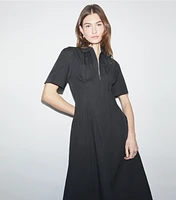 Poplin Pleat-Waist Dress