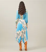 Printed Satin Bow Blouse