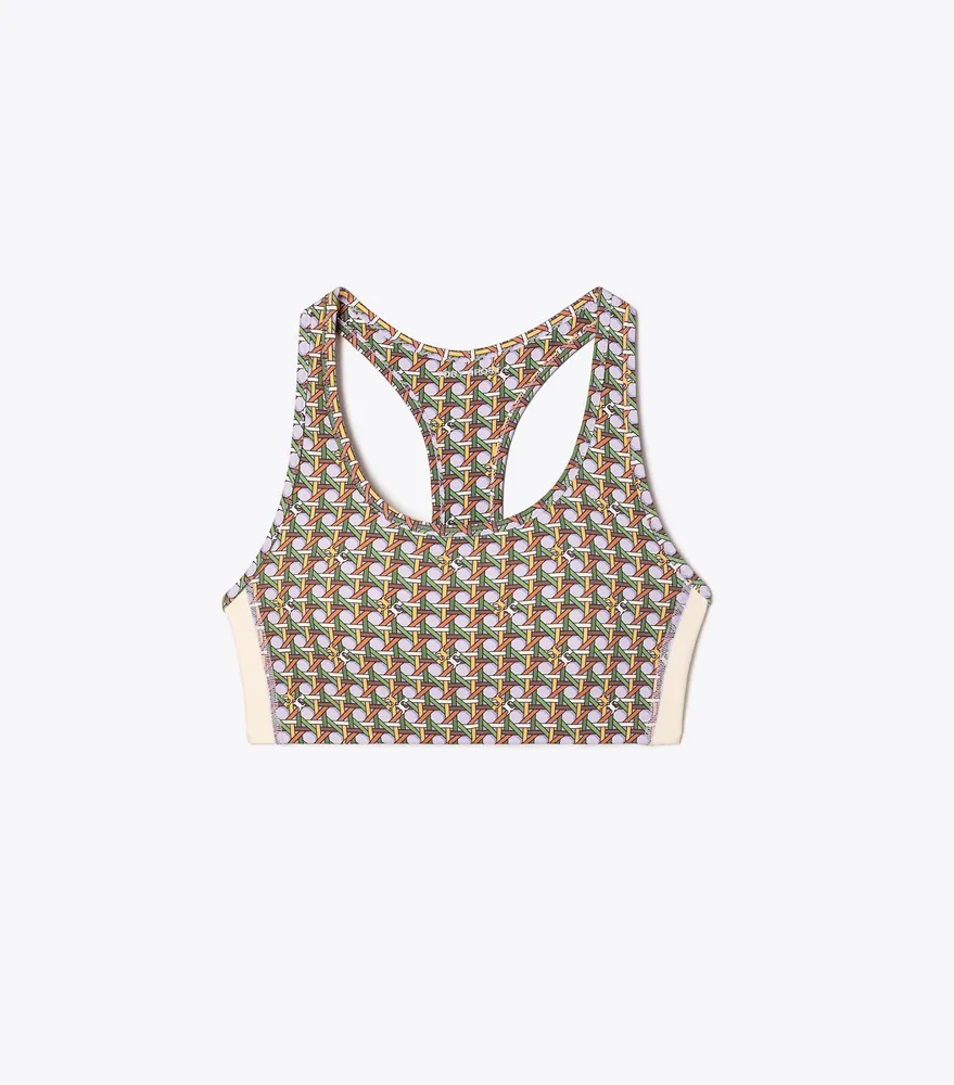 Printed Side-Stripe Racerback Bra