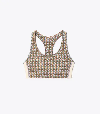 Printed Side-Stripe Racerback Bra