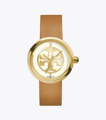 Reva Watch, Luggage Leather/Gold-Tone, 36 MM