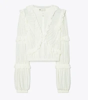 Sheer Jersey Ruffle Top