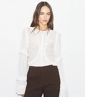 Sheer Jersey Ruffle Top