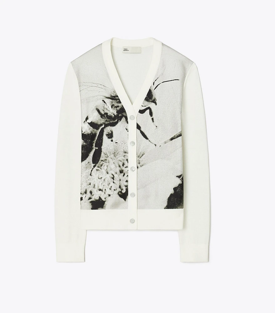 Silk-Front Cotton Cardigan