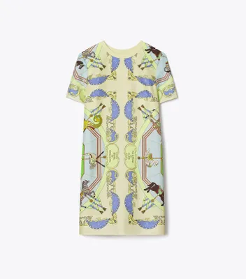 Silk-Front T-Shirt Dress