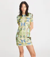 Silk-Front T-Shirt Dress