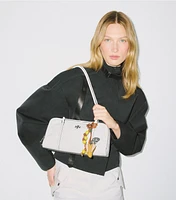 Small Crinkle Leather Marshmallow Satchel