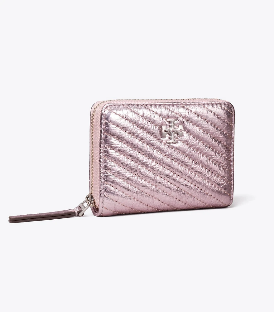 Small Kira Moto Quilt Metallic Zip-Around Wallet