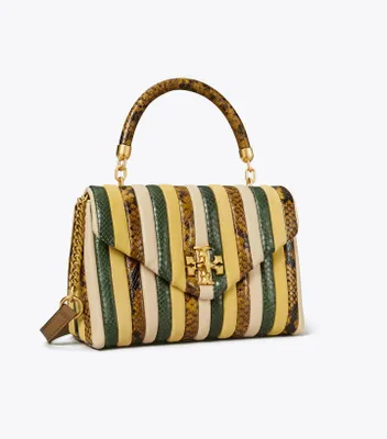 Small Kira Stripe Top-Handle Satchel