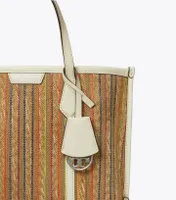 Small Perry Raffia Stripe Triple-Compartment Tote
