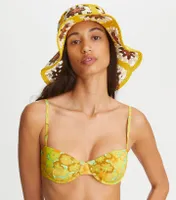 Straw Crochet Short-Brim Bucket Hat  