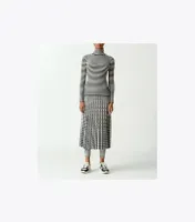 Striped Ribbed Tech Knit Turtleneck