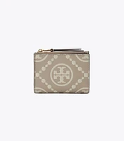 T Monogram Contrast Embossed Bi-Fold Wallet