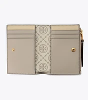 T Monogram Contrast Embossed Bi-Fold Wallet
