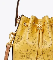 T Monogram Perforated Leather Mini Bucket Bag